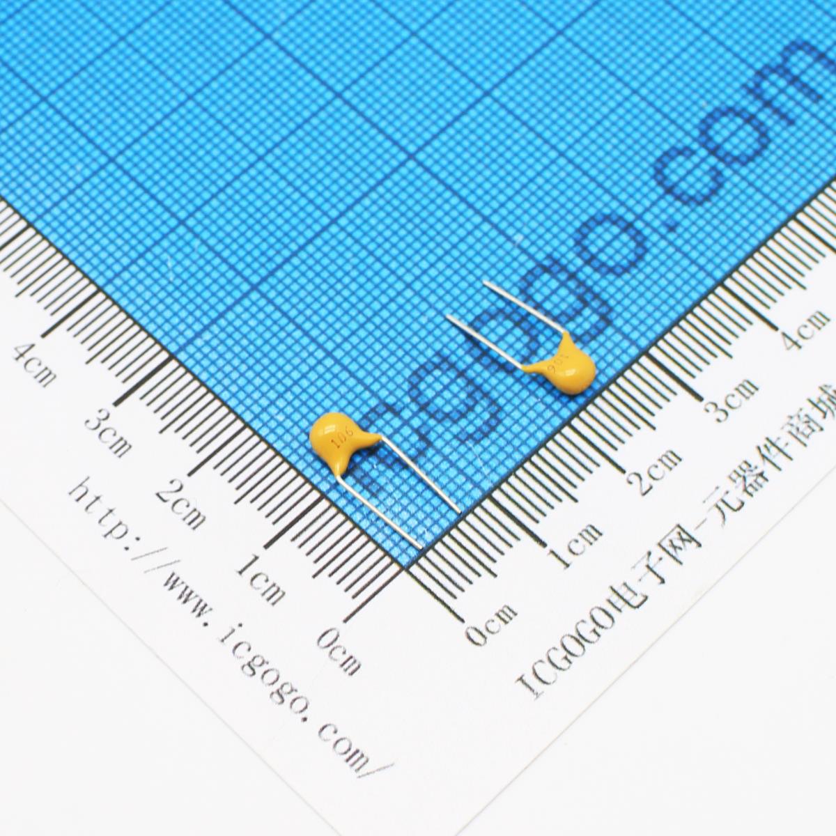 直插独石电容 50v 106K 10UF 10000NF 10000000PF 脚距P=5.08mm ±20%